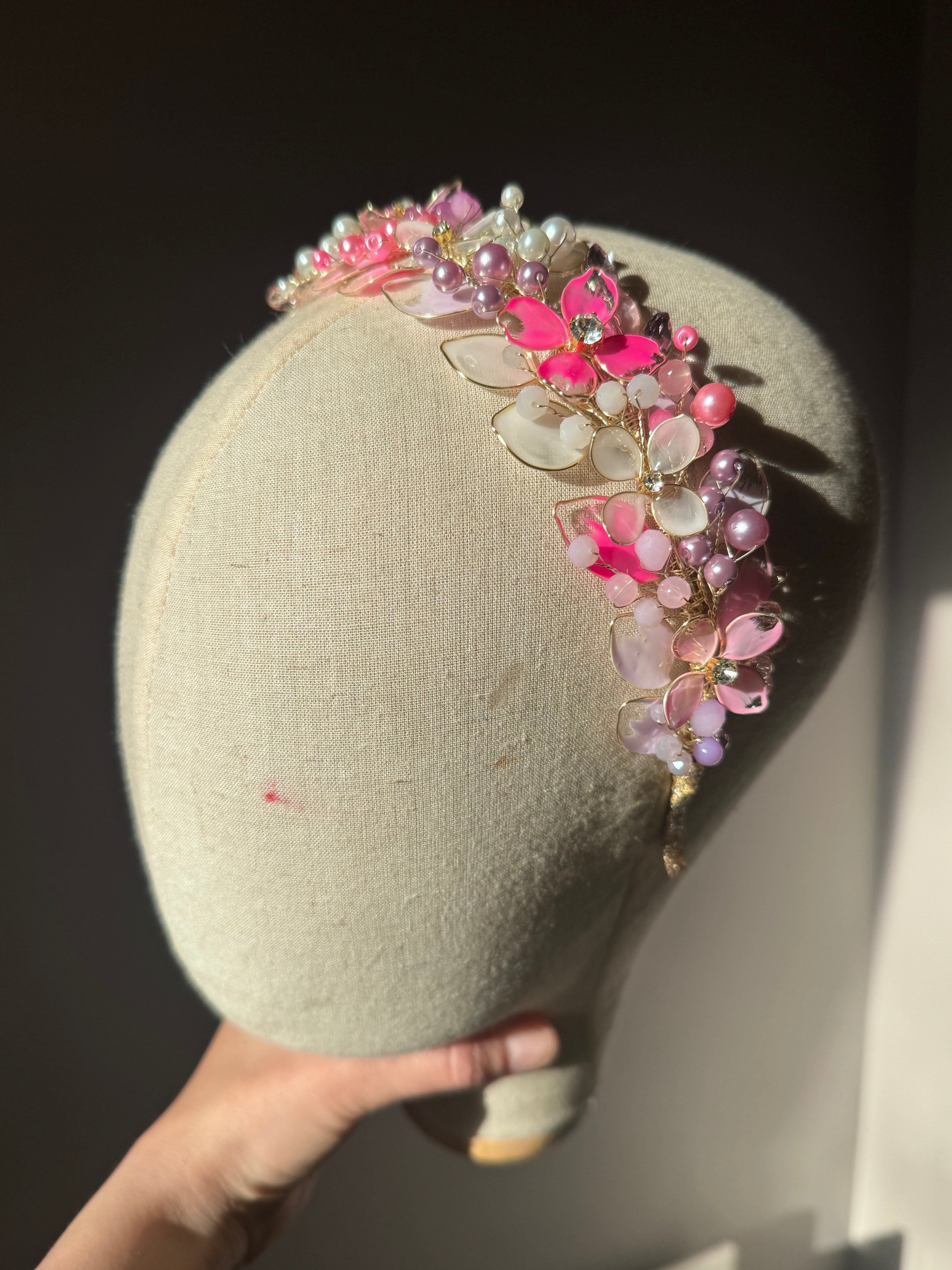 Lilac, Pink and White wedding guest headpiece Lilac, Pink and White wedding guest headpiece Precius pearls