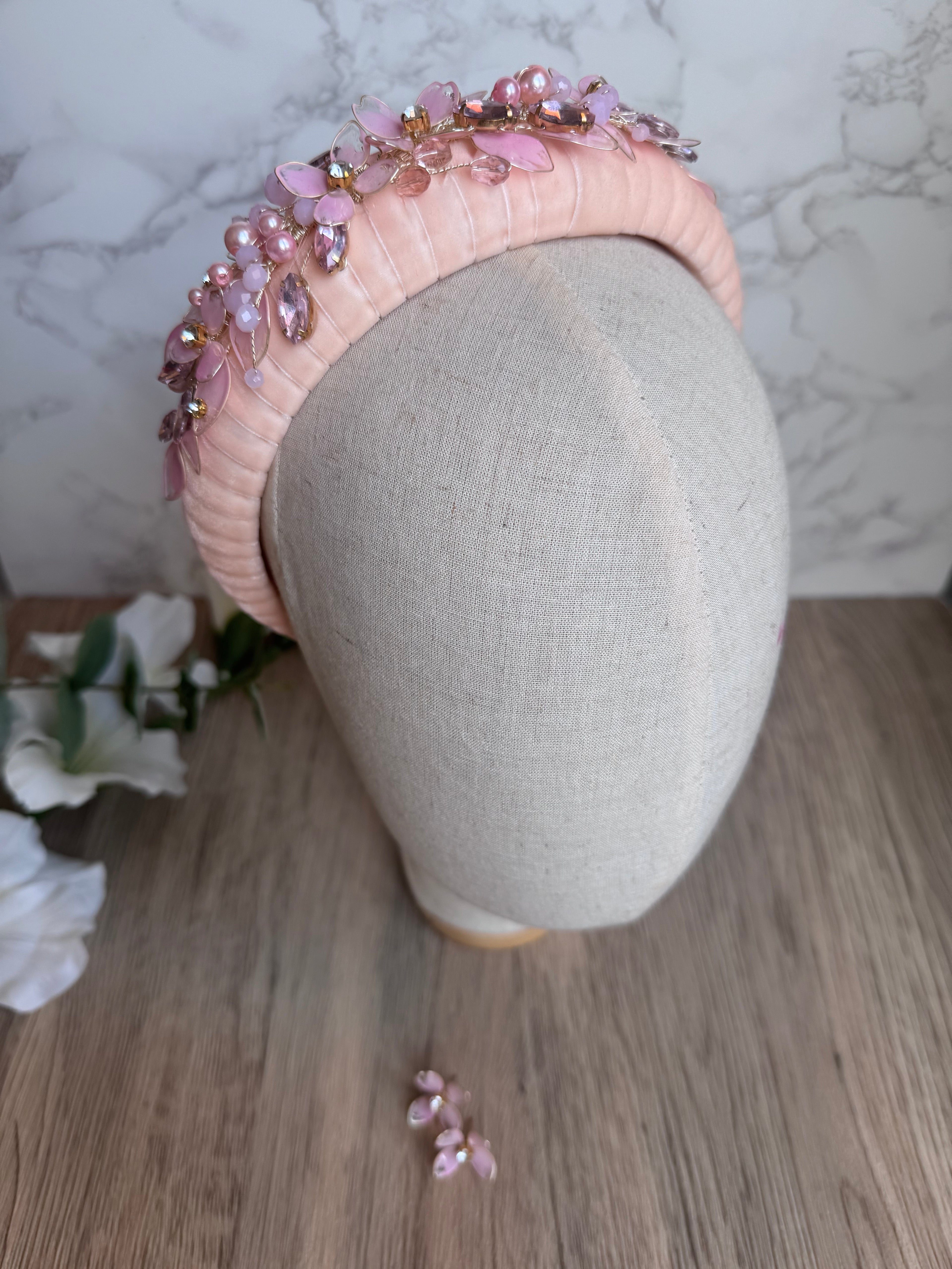 Pink Padded Headpiece Pink Padded Headpiece Precius pearls