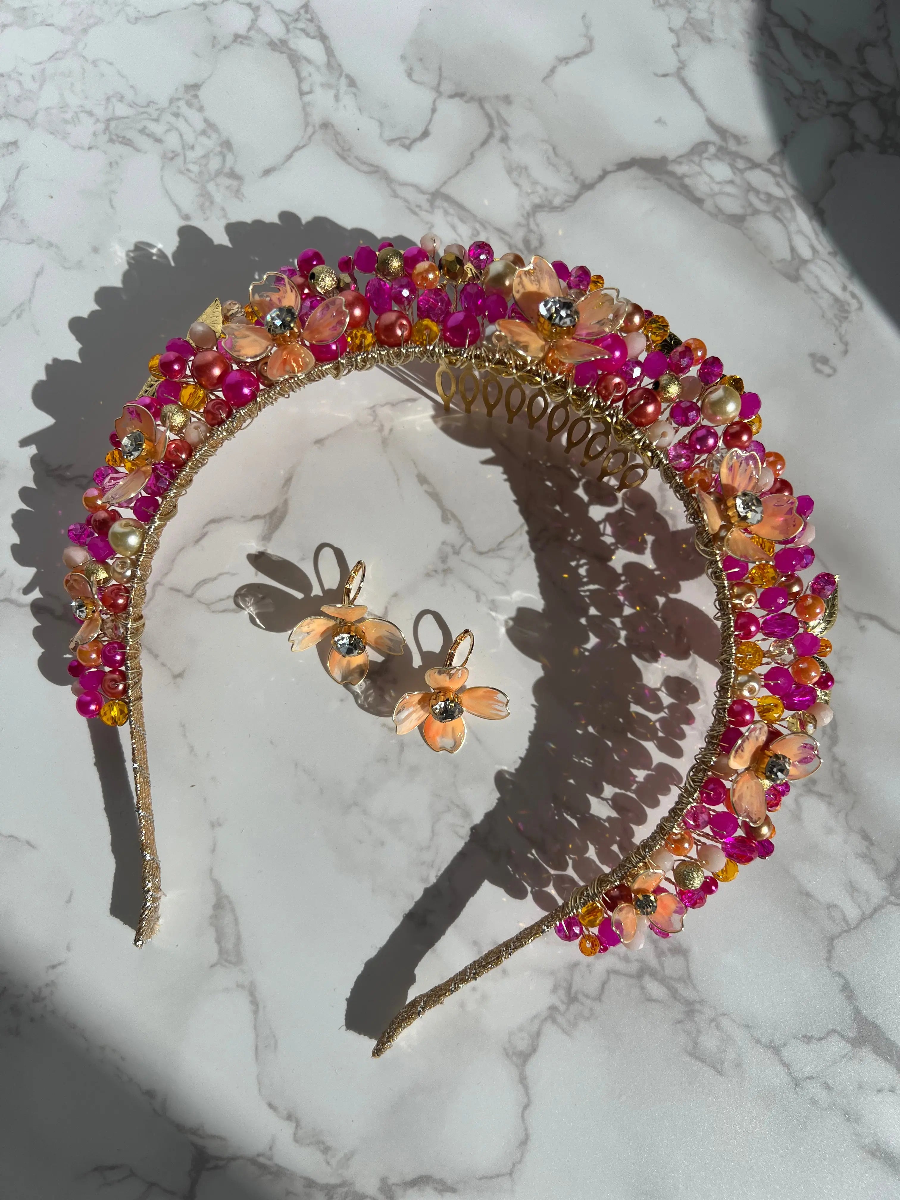 Flora Flower Crown Hot Pink/Orange