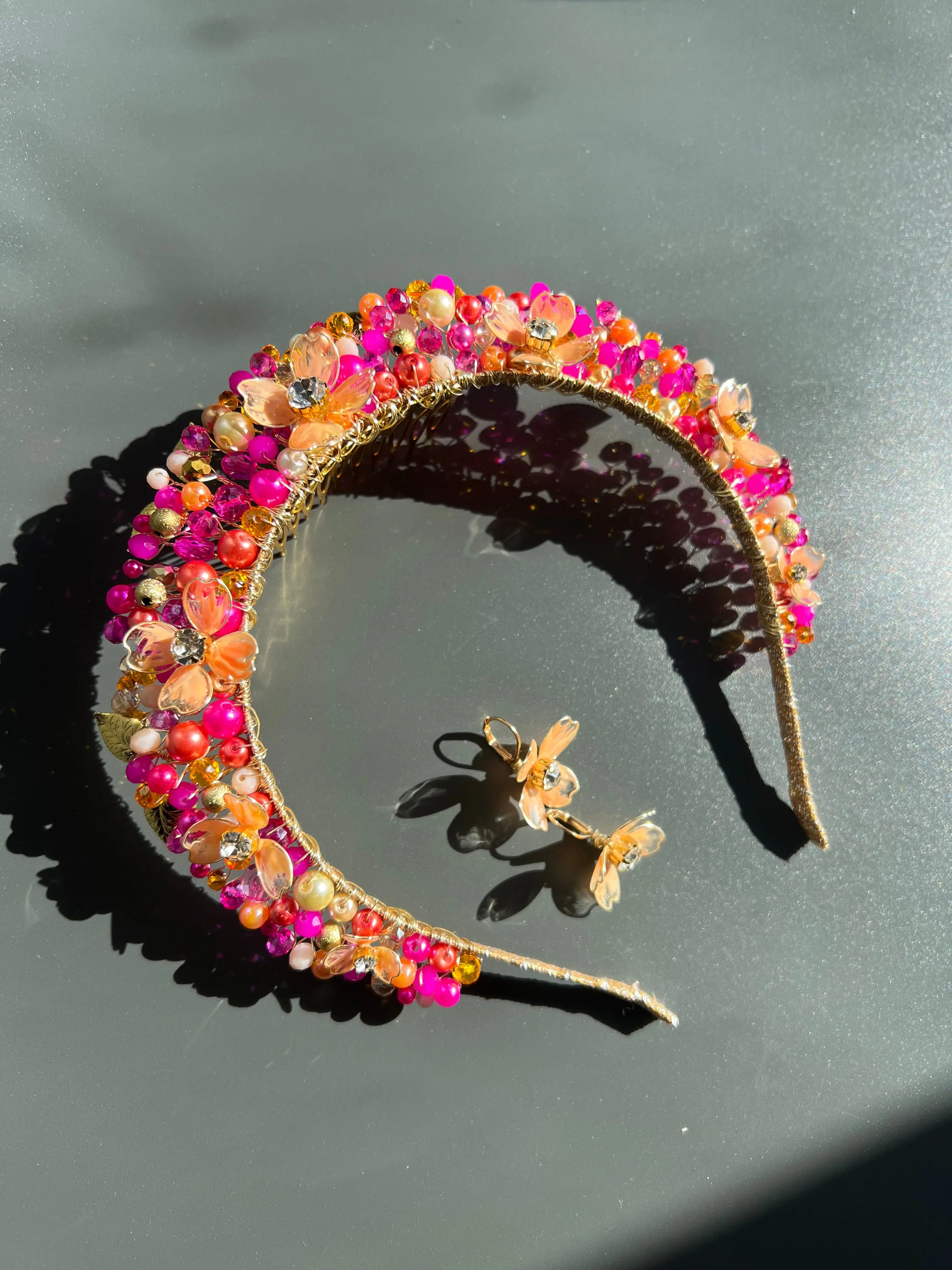 Flora Flower Crown Hot Pink/Orange