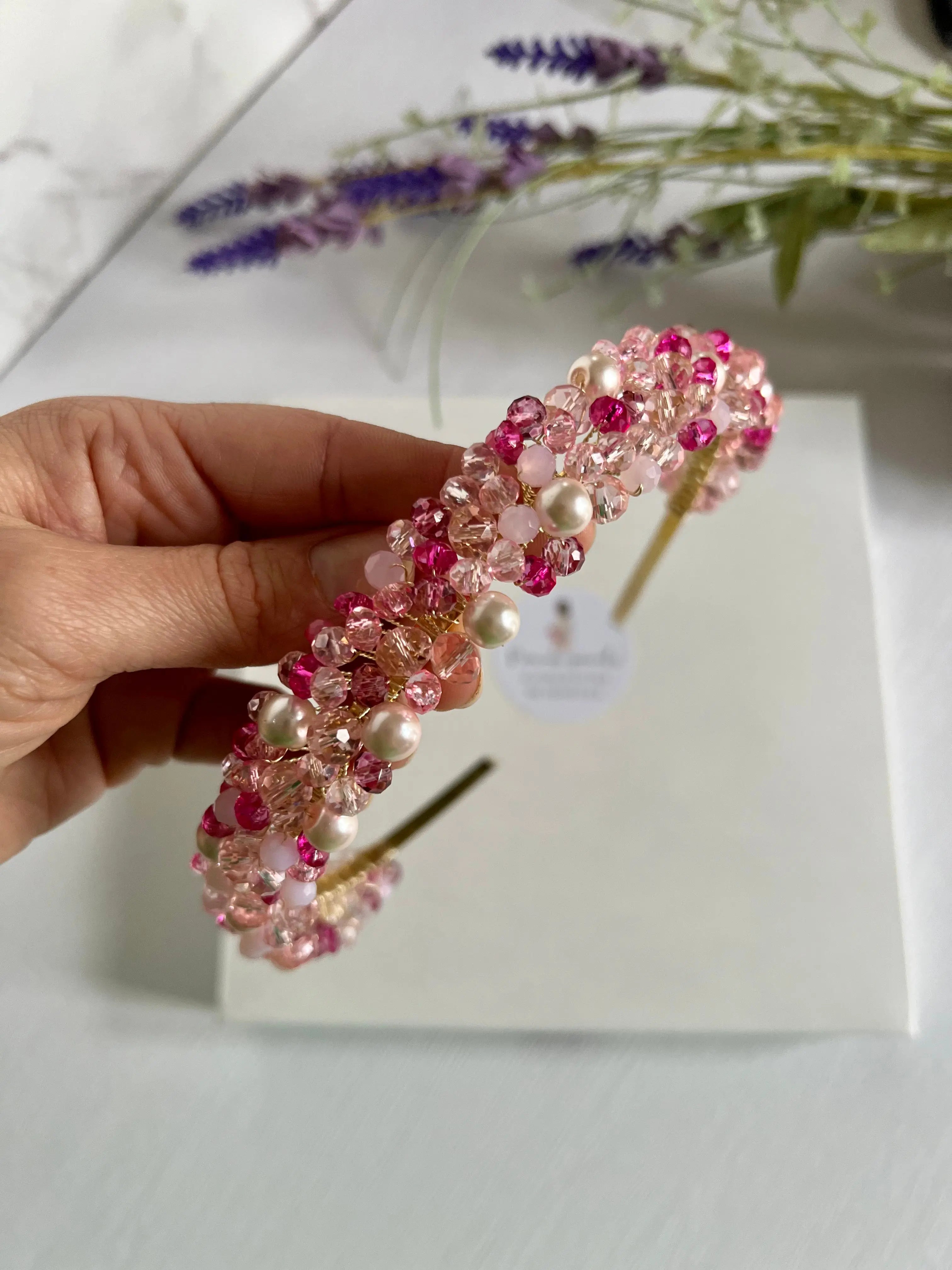 Pink crystal headband
