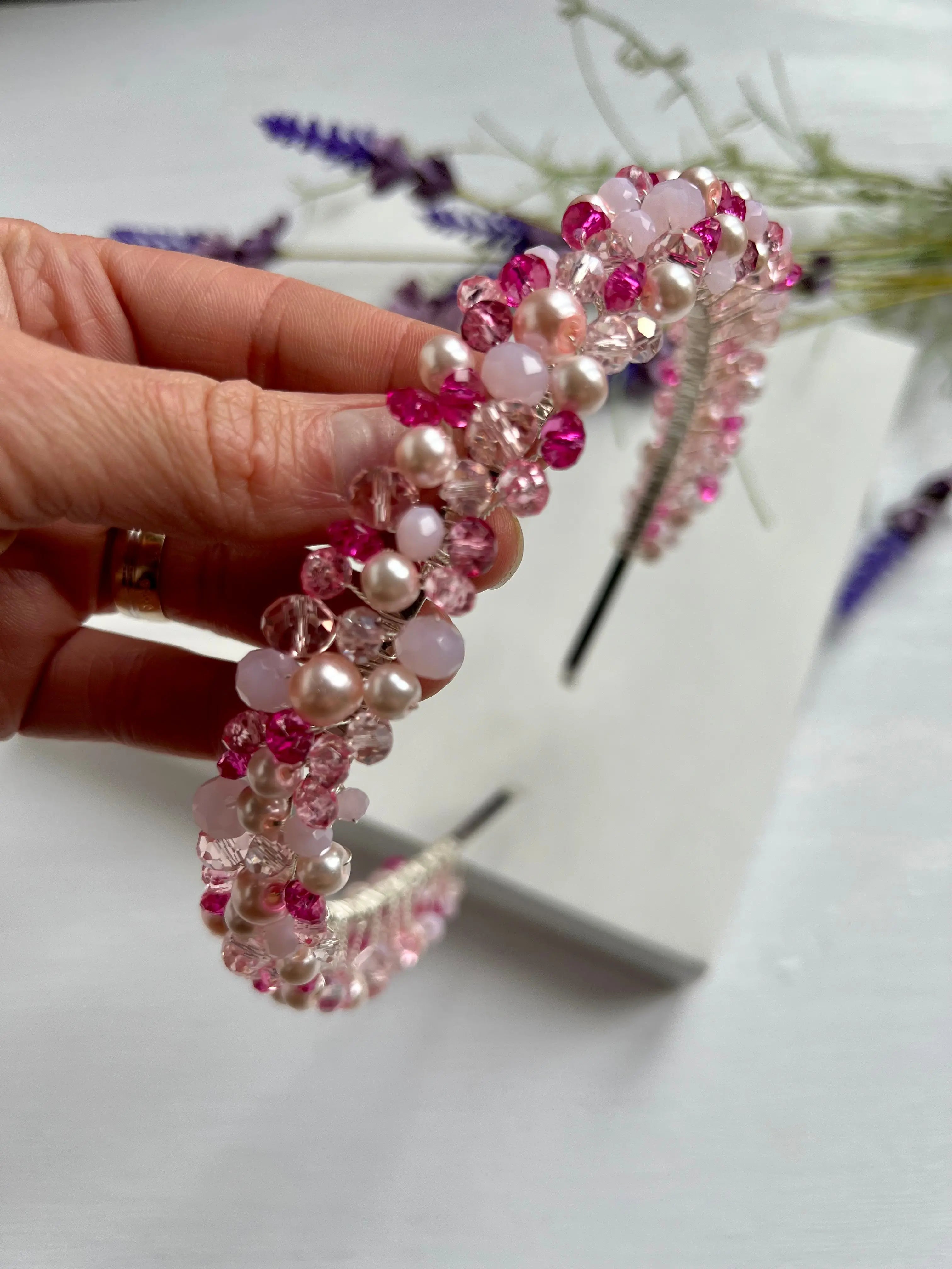 Pink crystal headband
