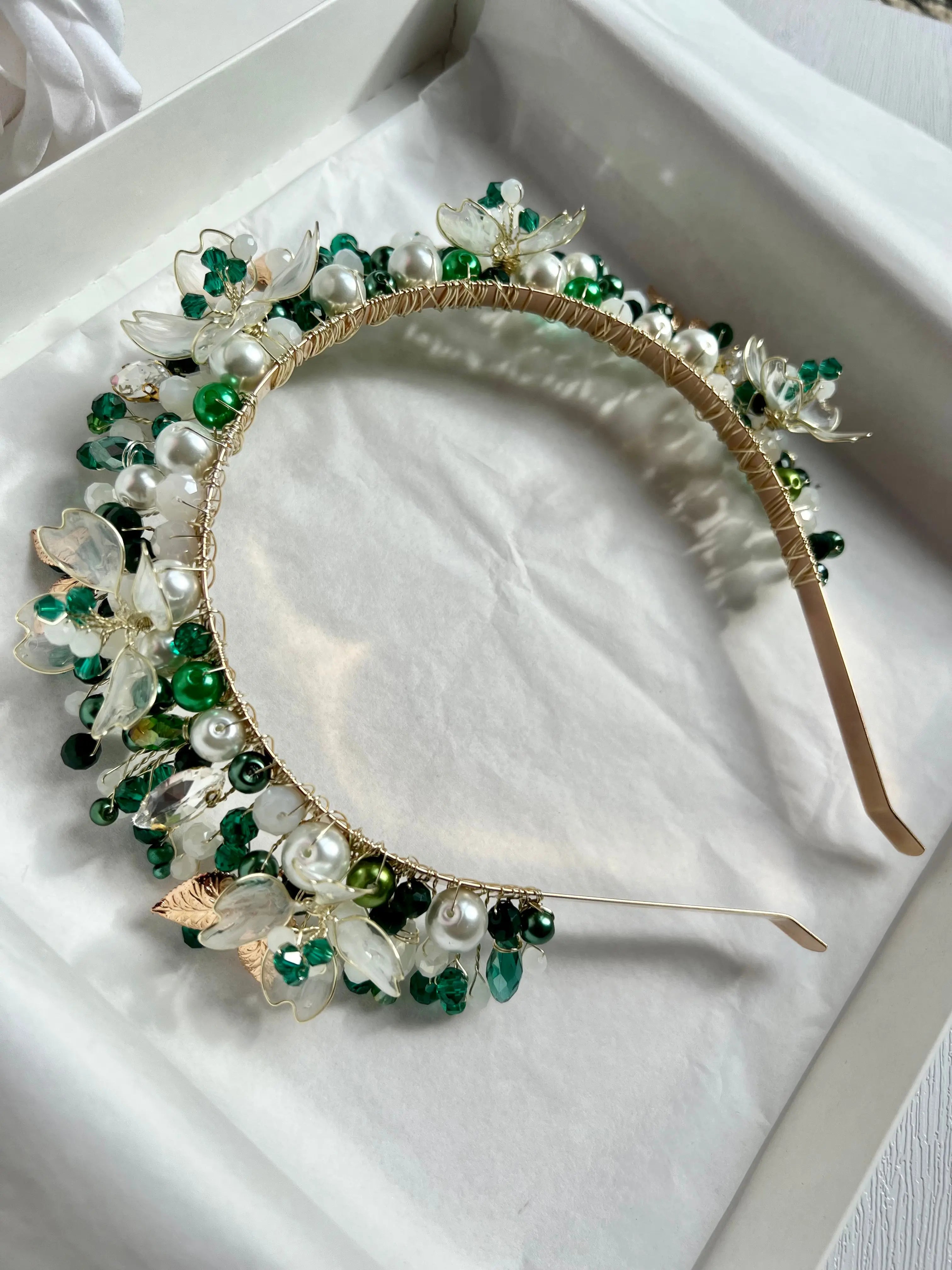 White & Green Flower Crown