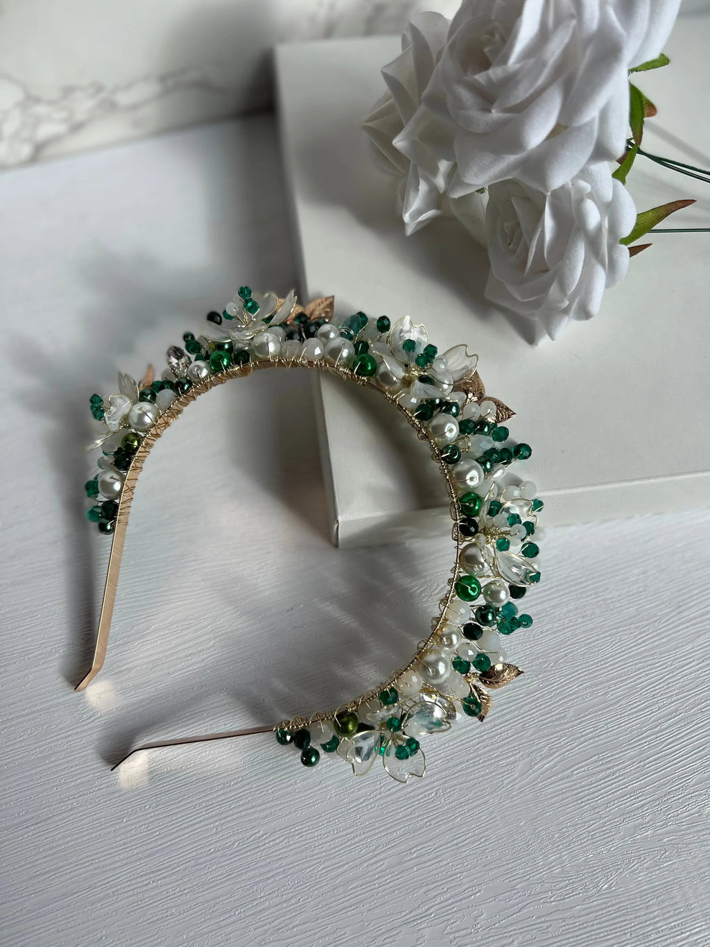 White & Green Flower Crown