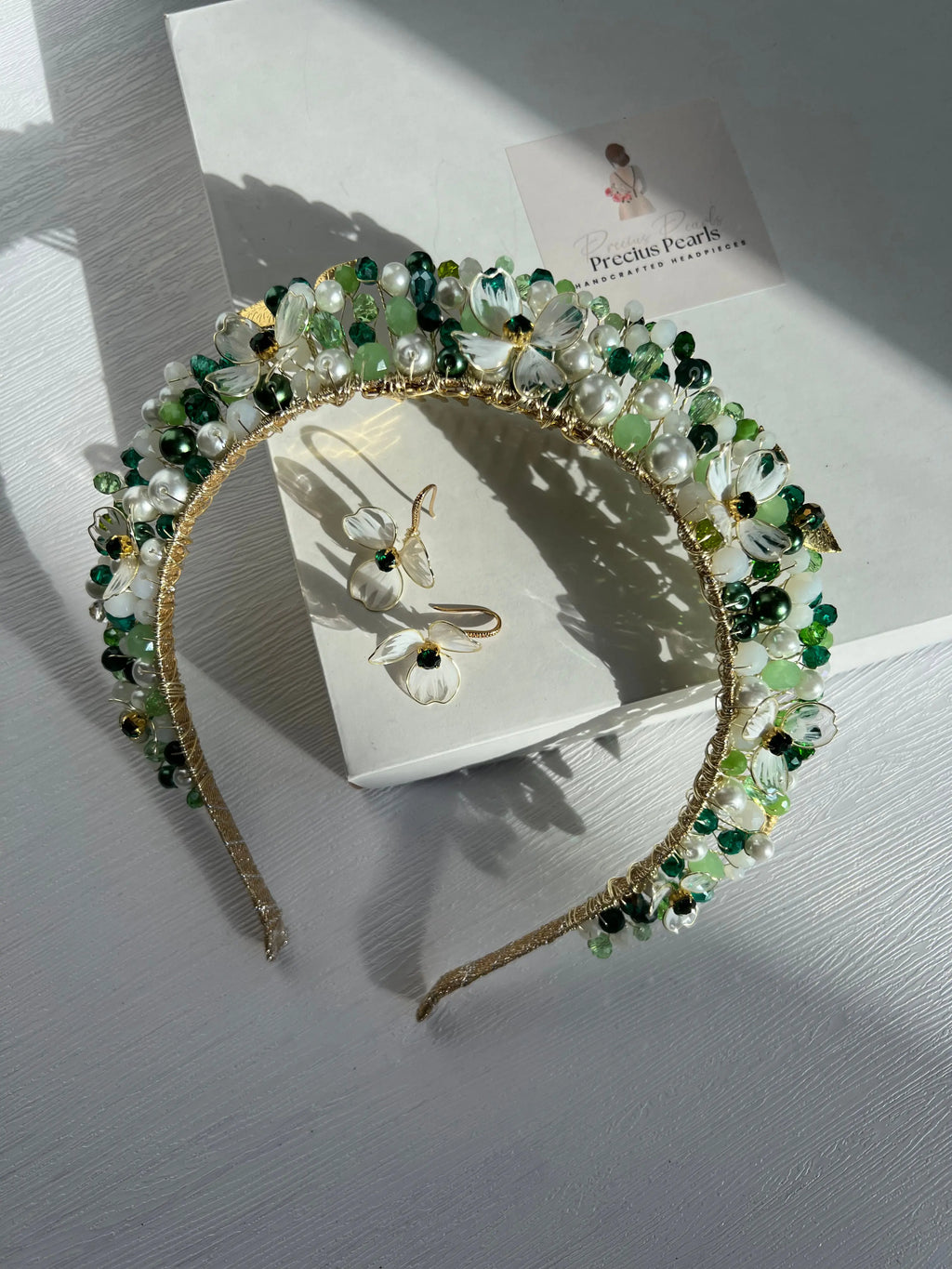 White & Green Flower Crown
