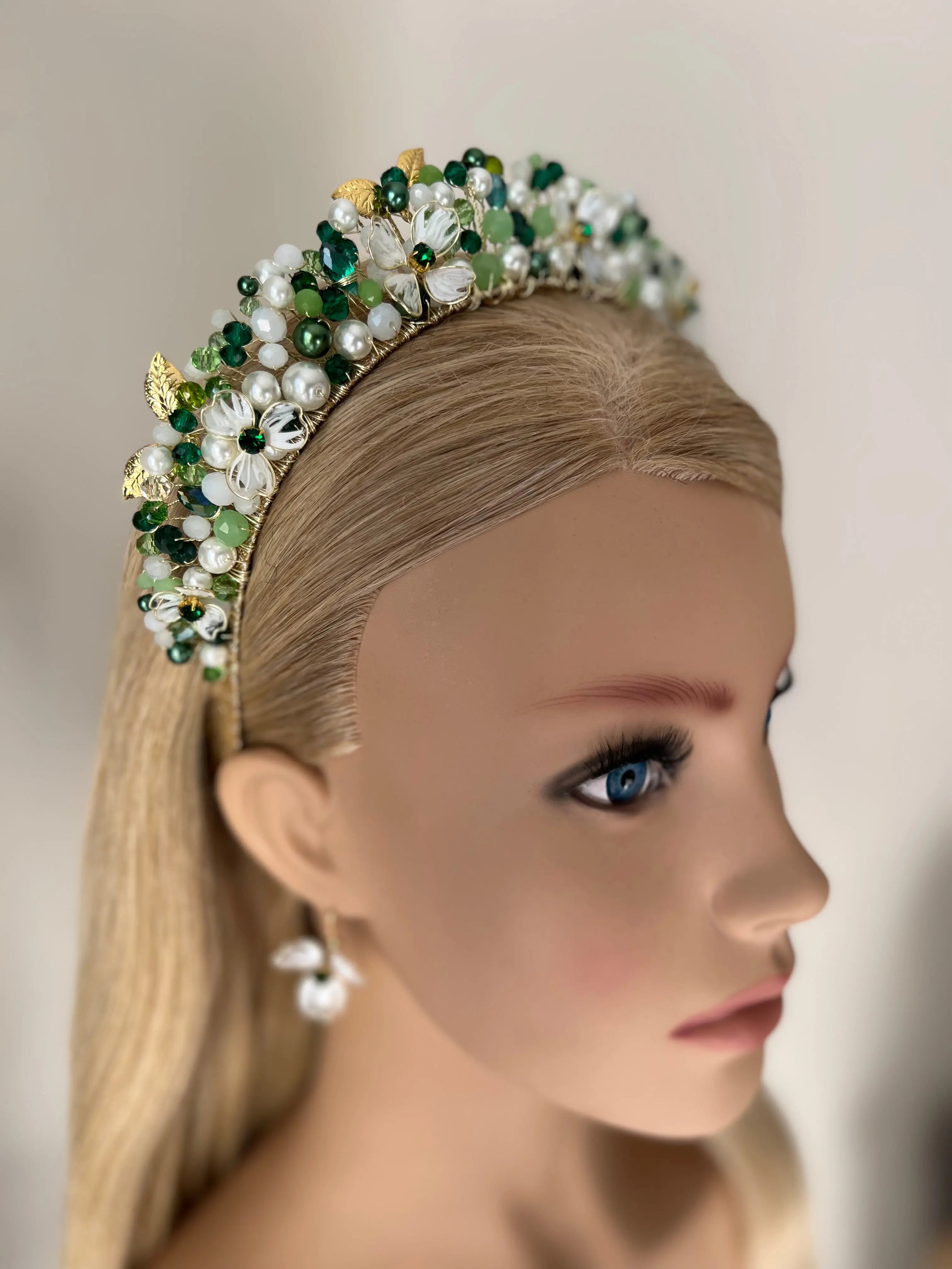 White & Green Flower Crown