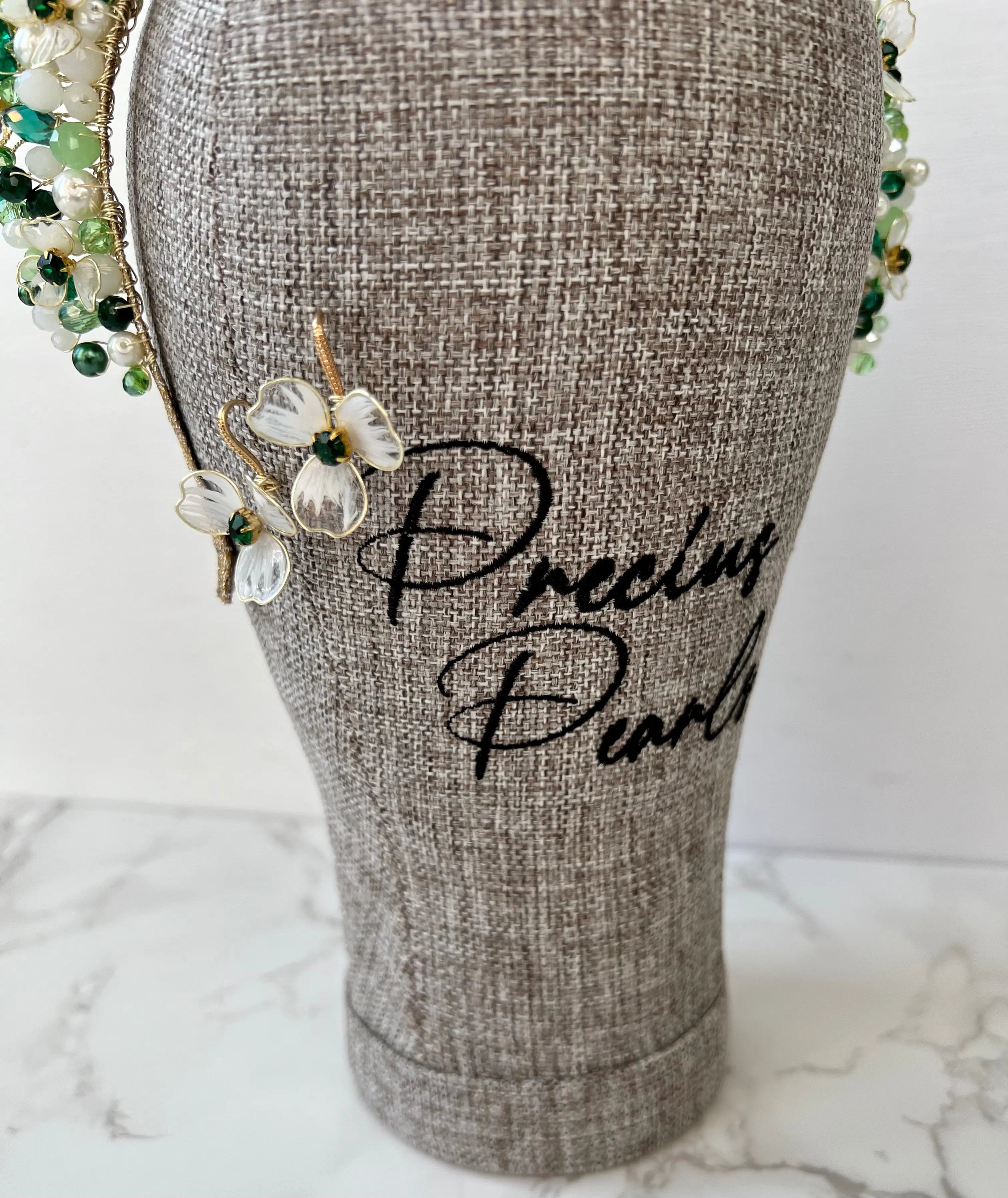 White & Green Flower Crown