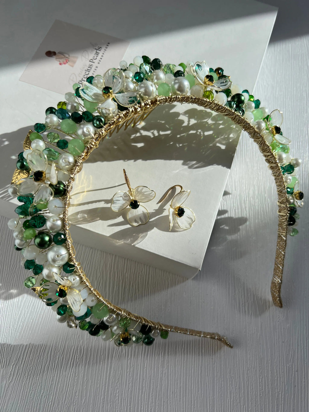 White & Green Flower Crown
