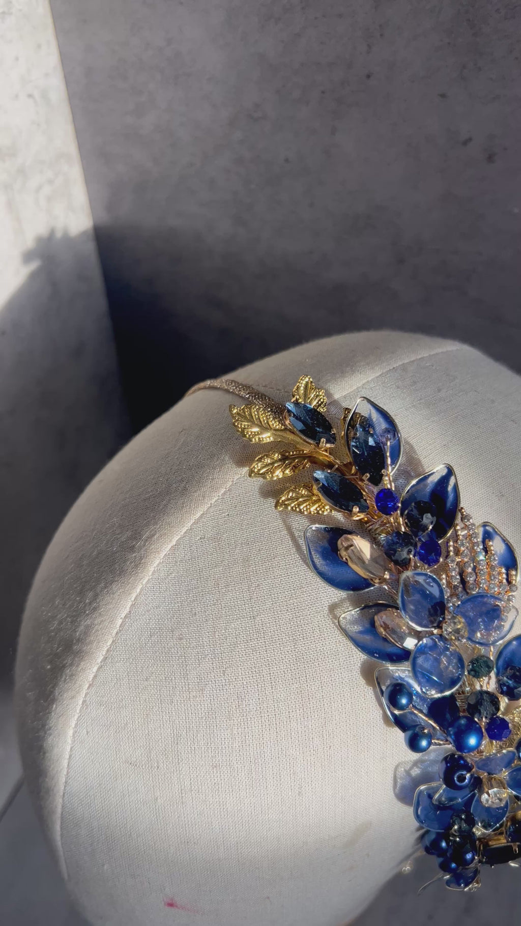 Navy and Gold side headband