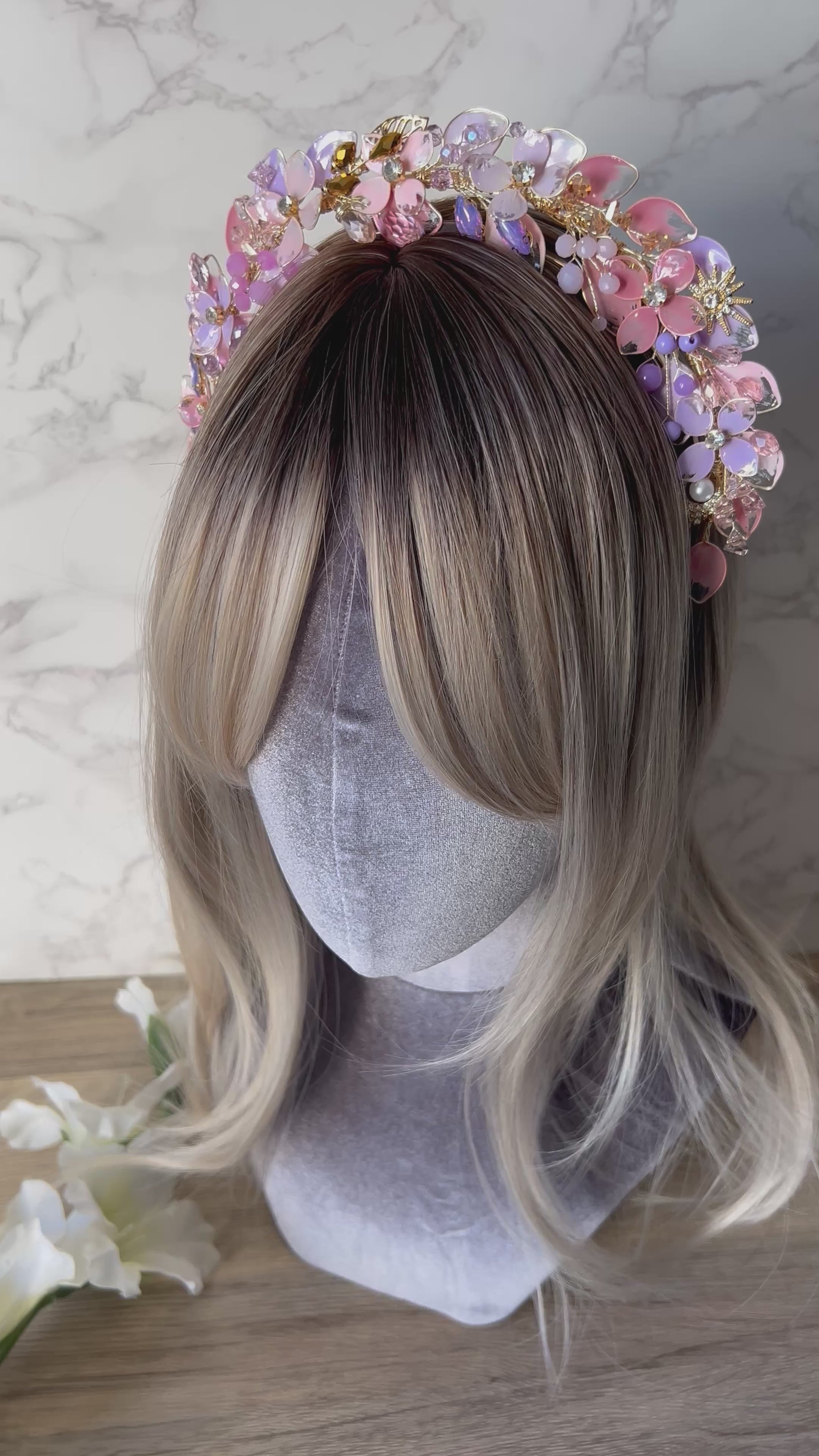 Lilac an Pink Wedding guest Crown