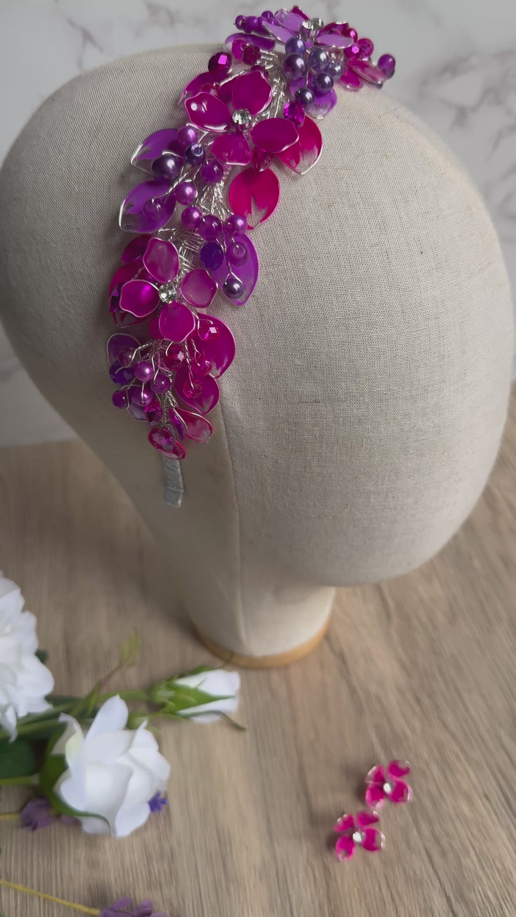 Magenta low wedding guest crown