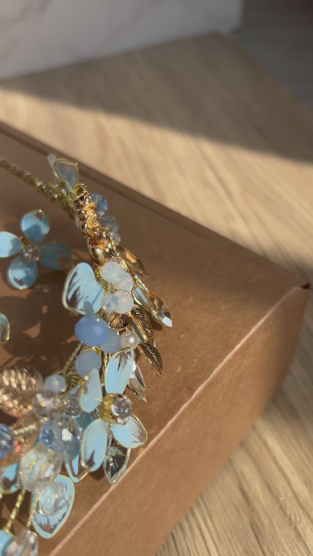 Light blue and Gold low style headband