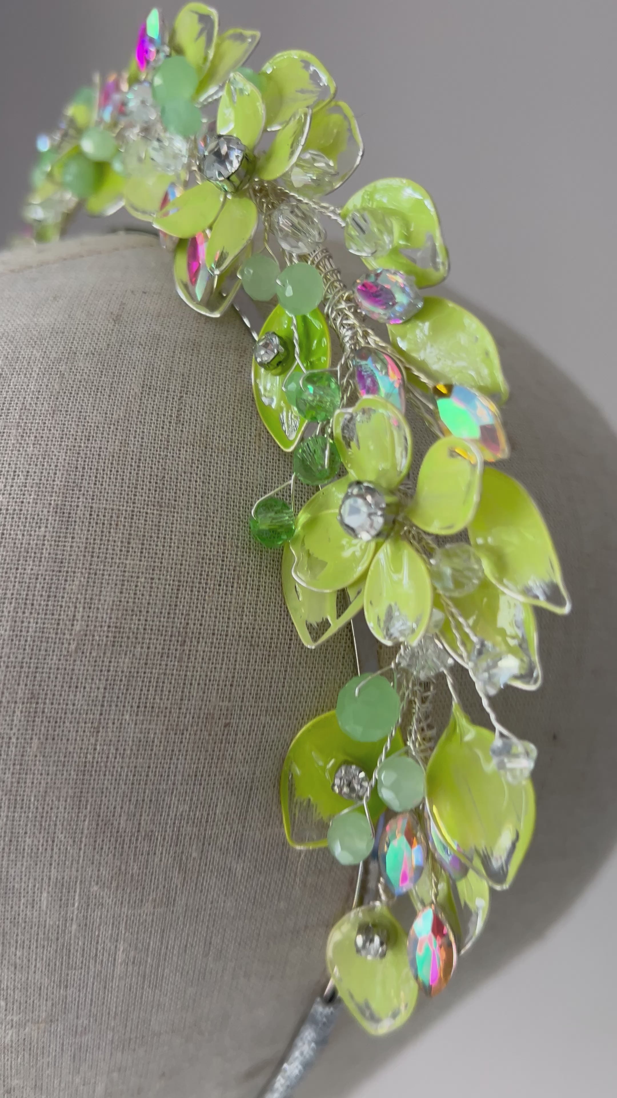 Lime flower and leaf halo crown