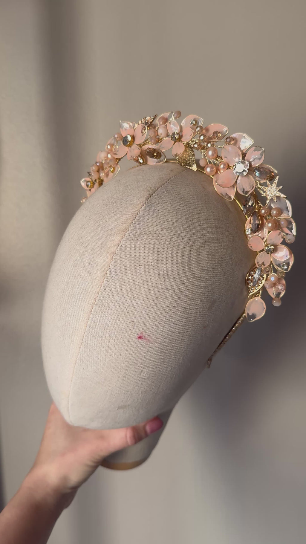 Pink Beige and Gold headpiece