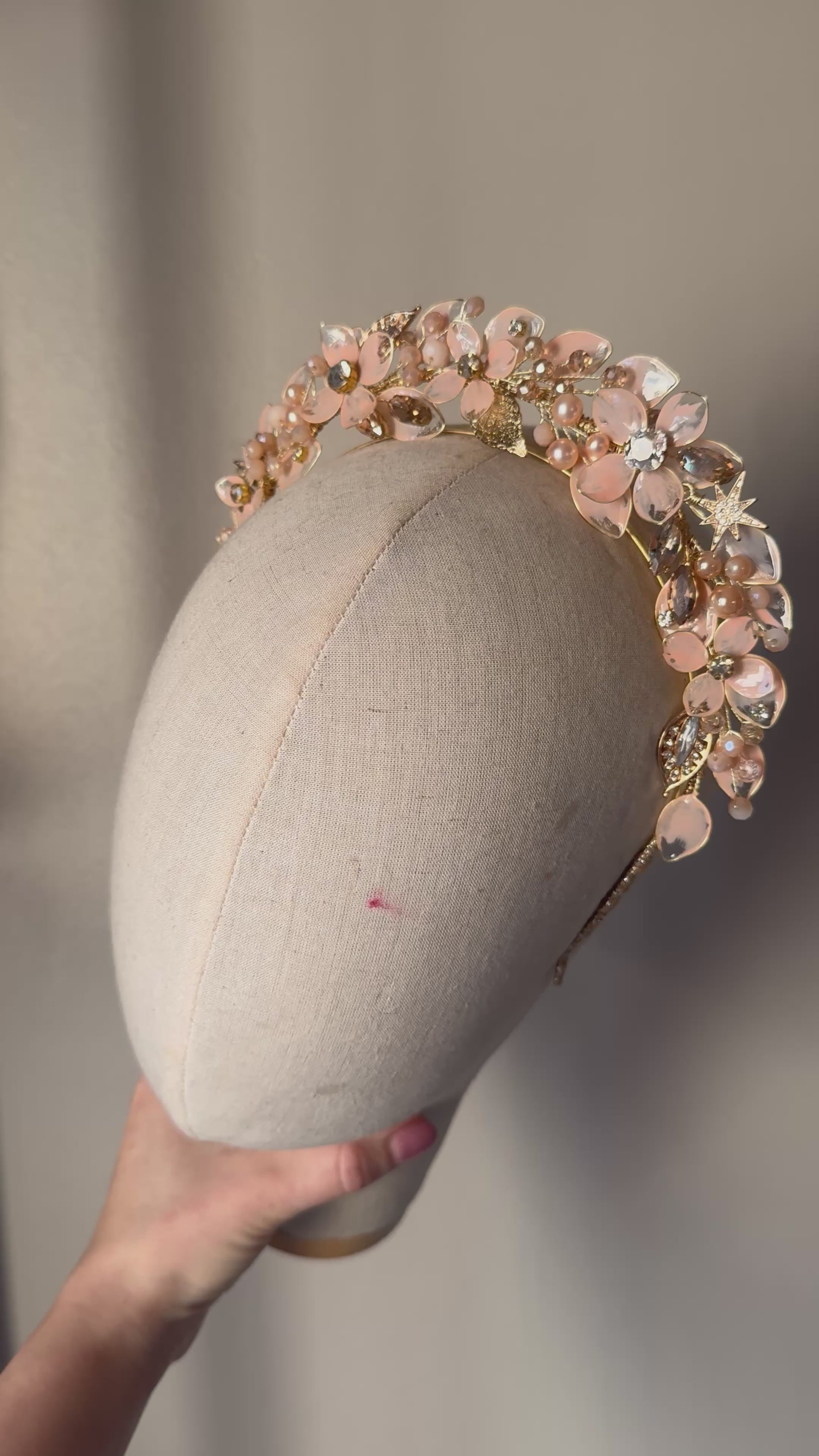 Pink Beige and Gold headpiece