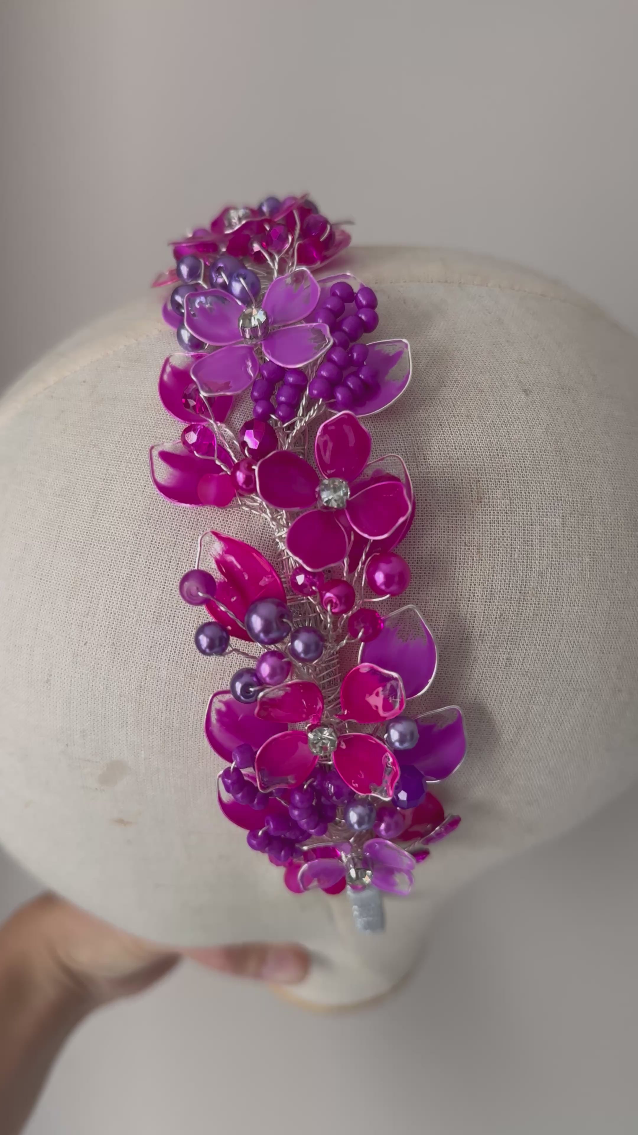 Magenta low wedding guest crown