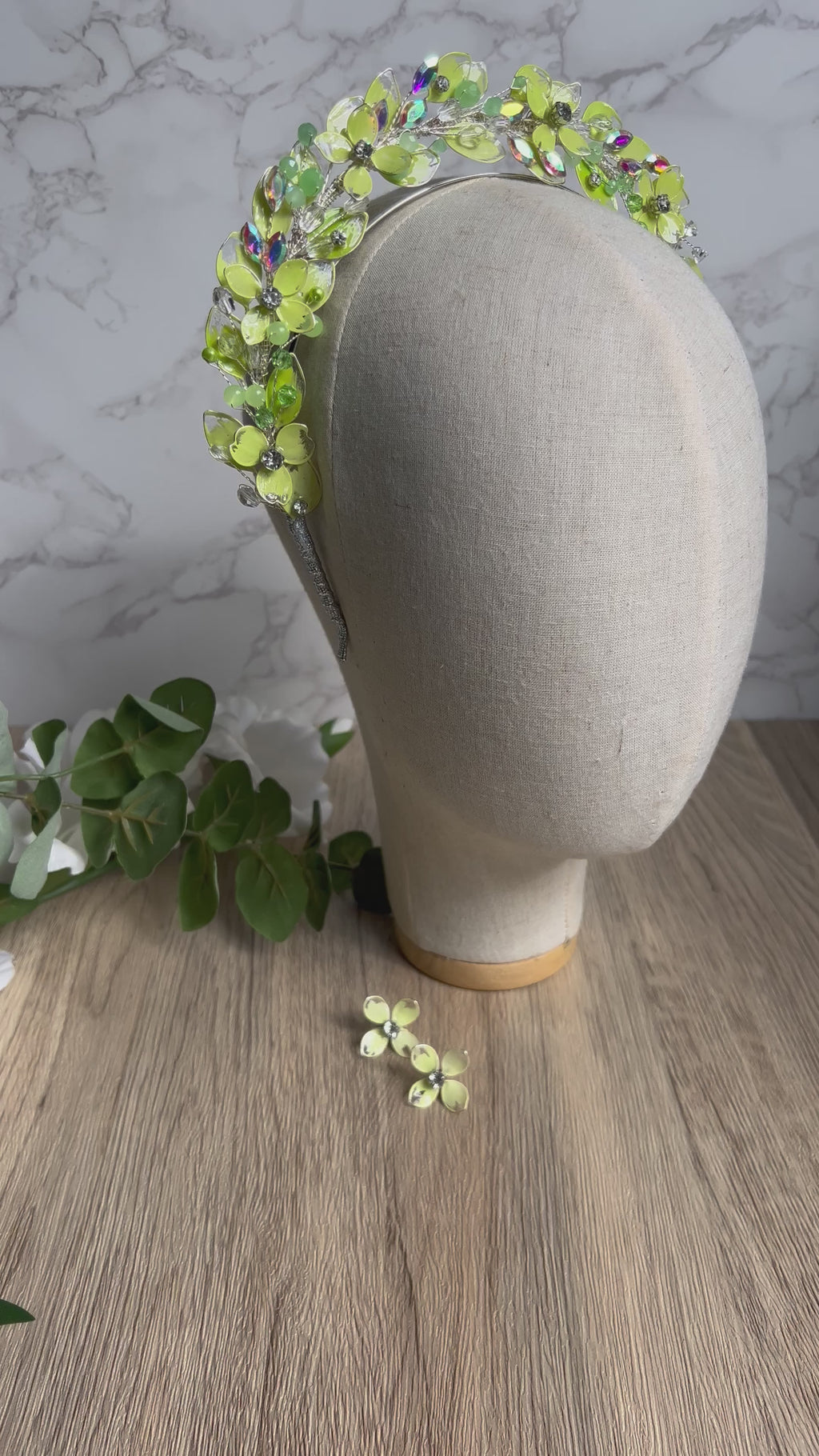 Lime flower and leaf halo crown