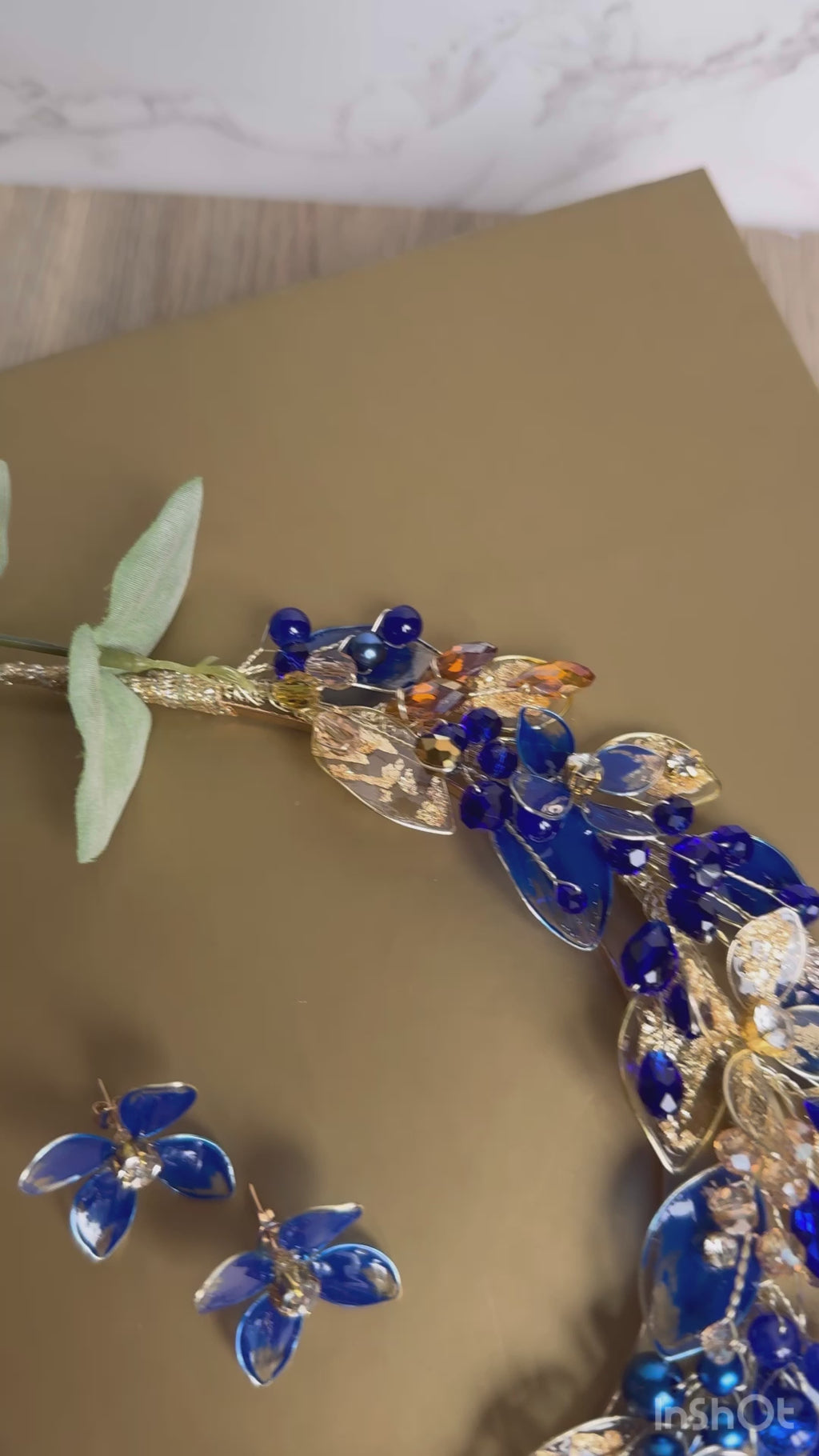 Royal blue and Gold Halo wedding guest headpiece