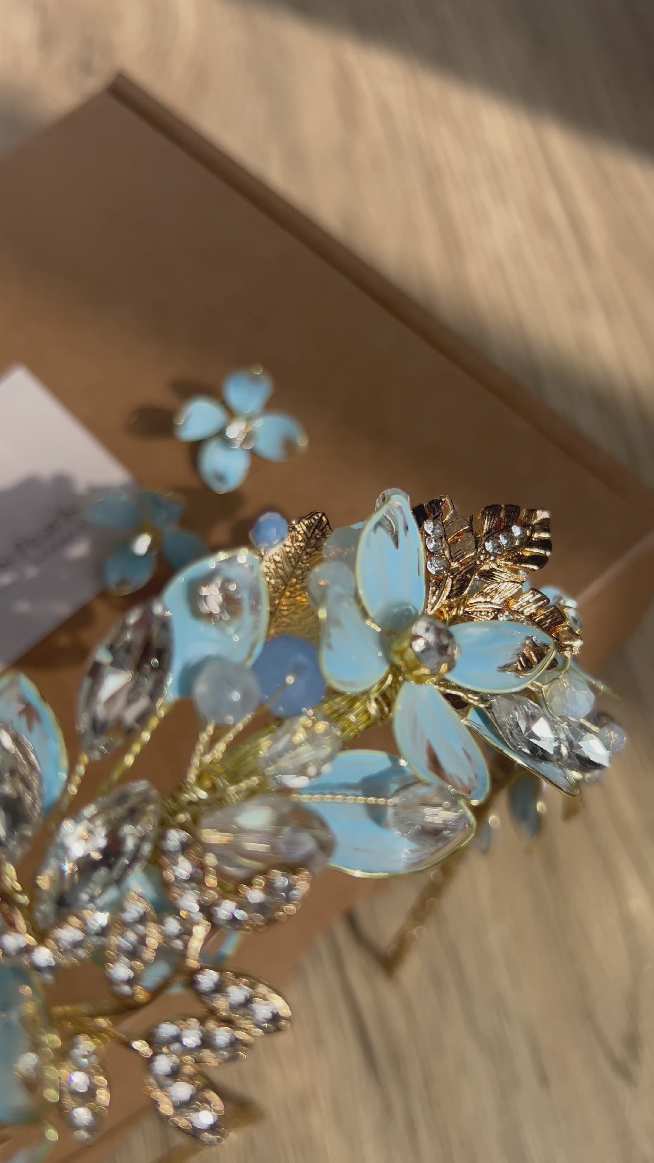 Light blue and Gold low style headband