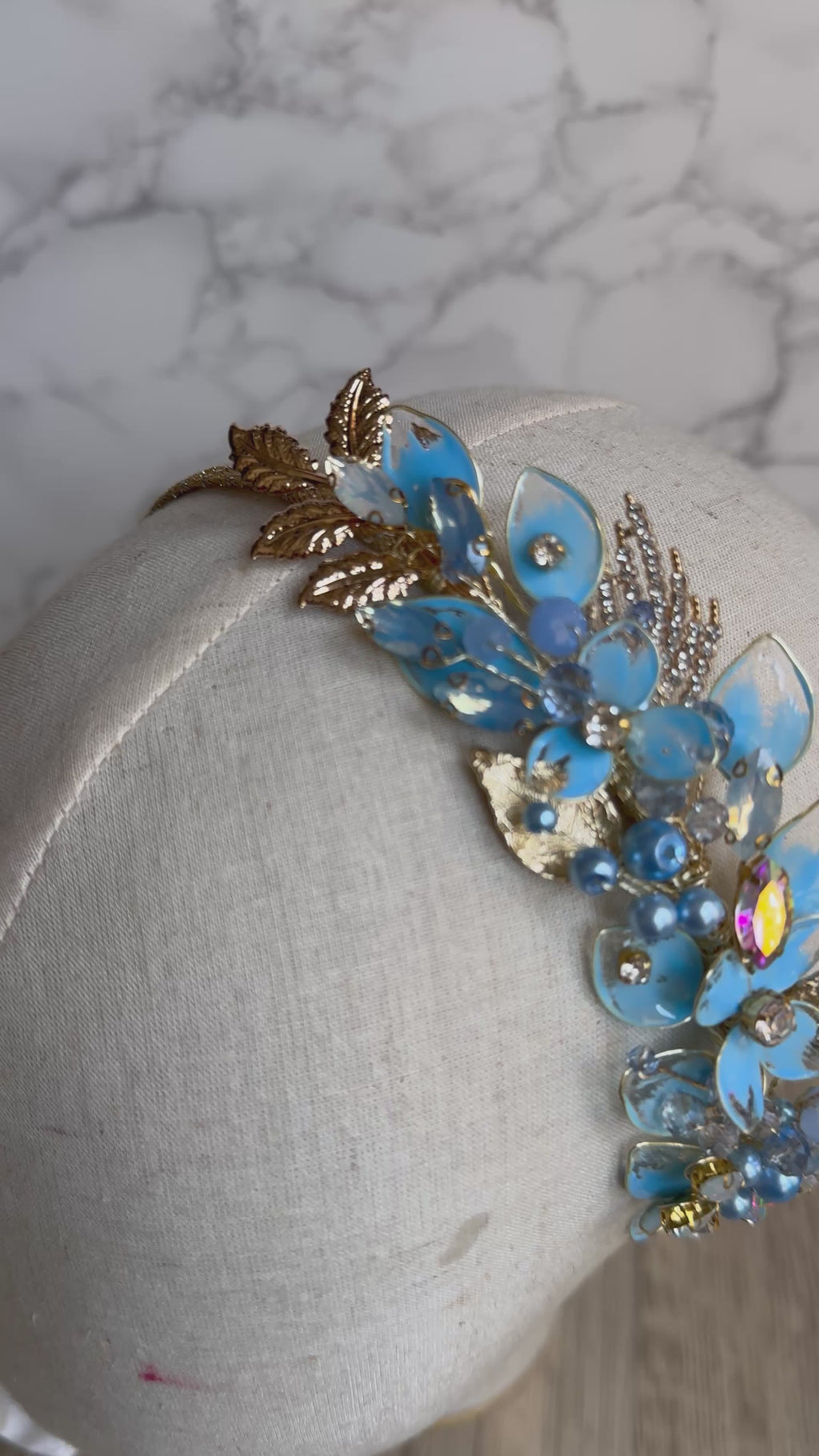 Light blue And Gold side headband
