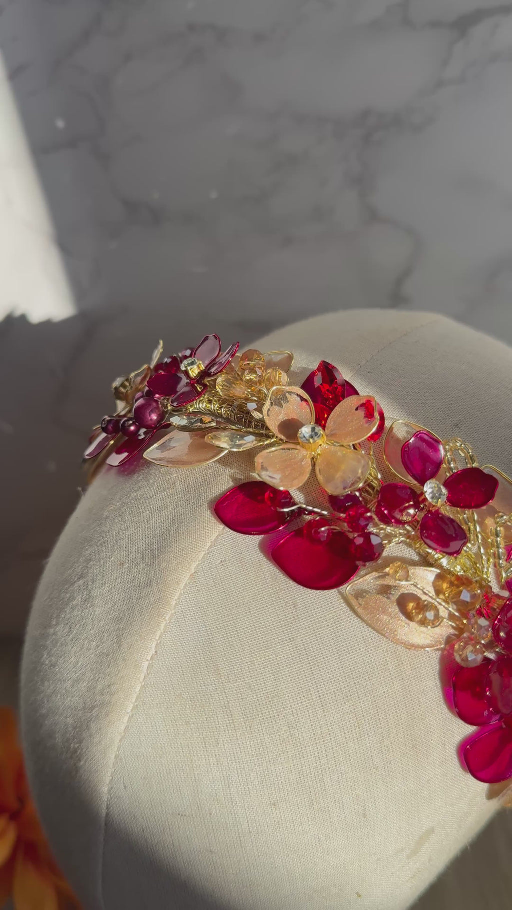 Burgundy red and Gold wedding guests Heapdiece