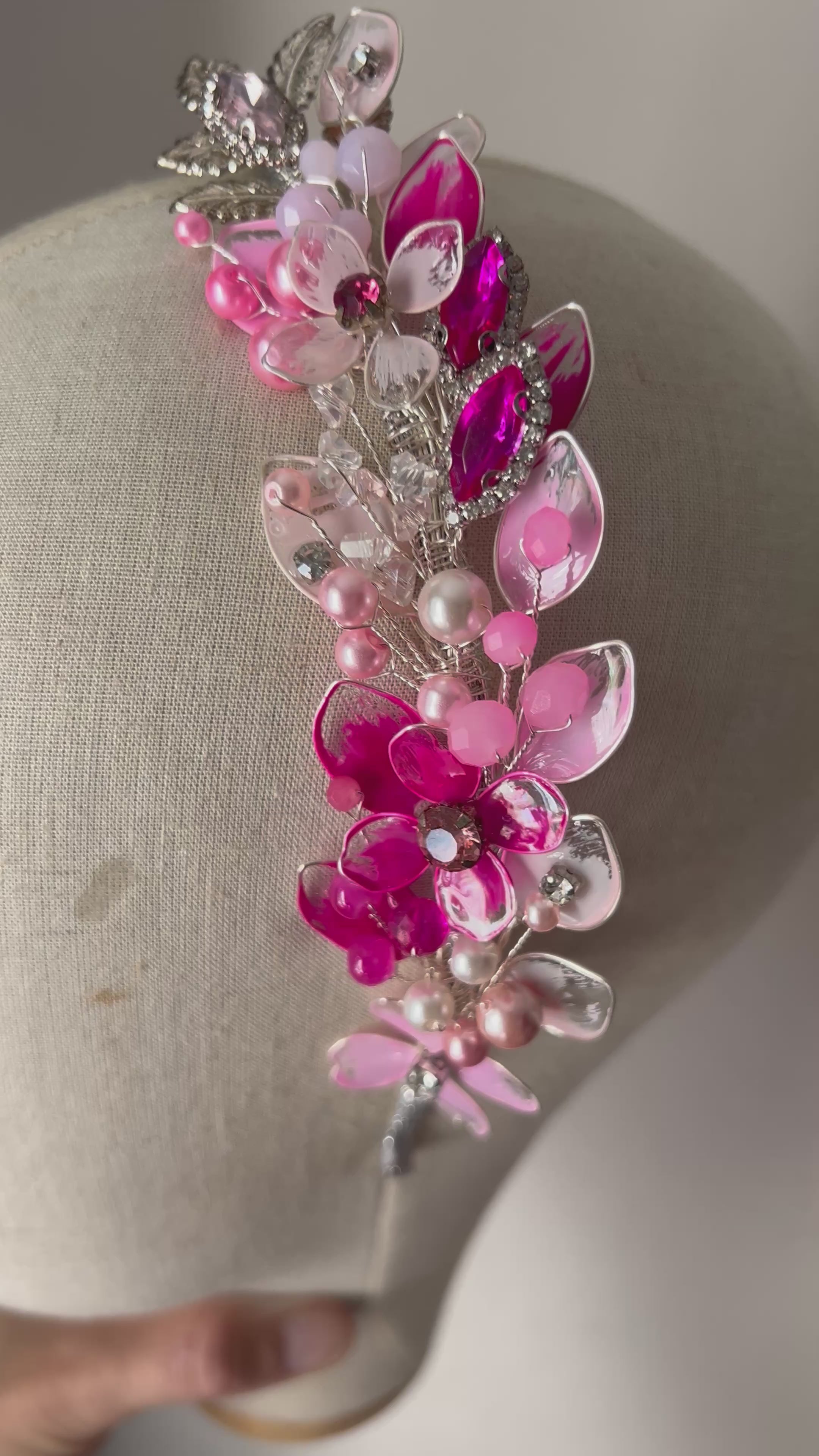 Pink And Silver side headpiece