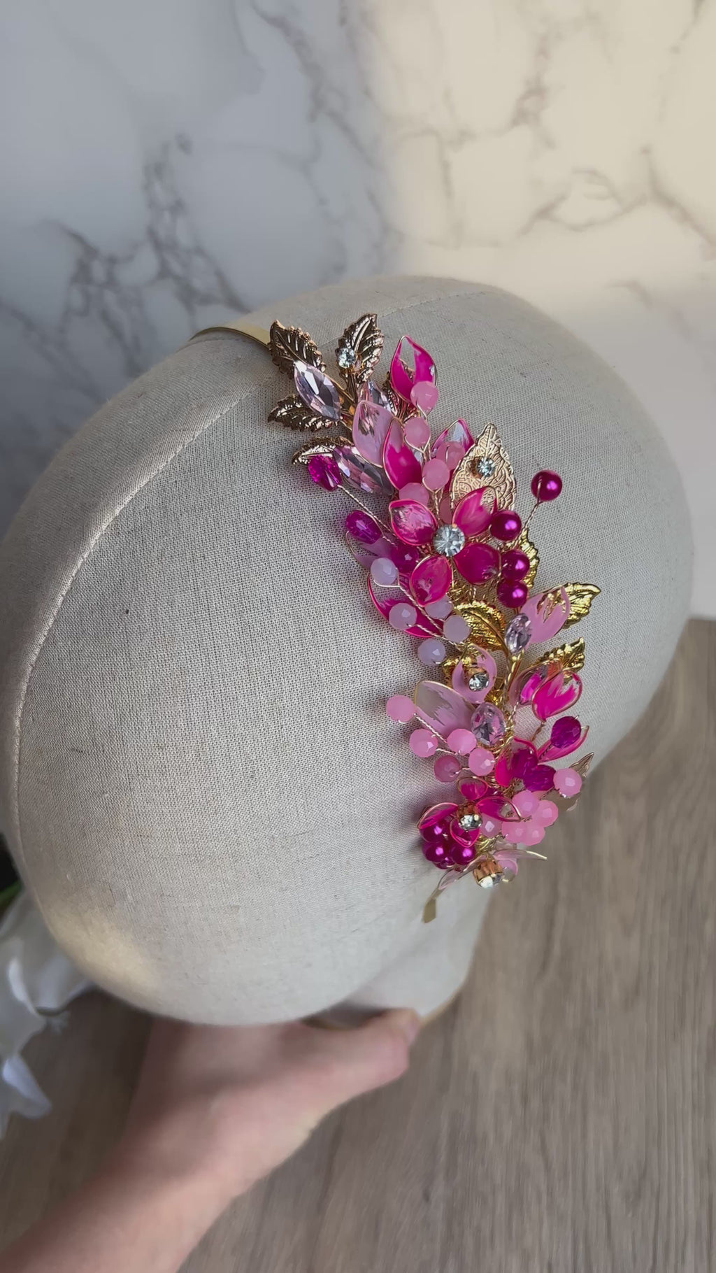 Pastel pink and Gold low side headpiece