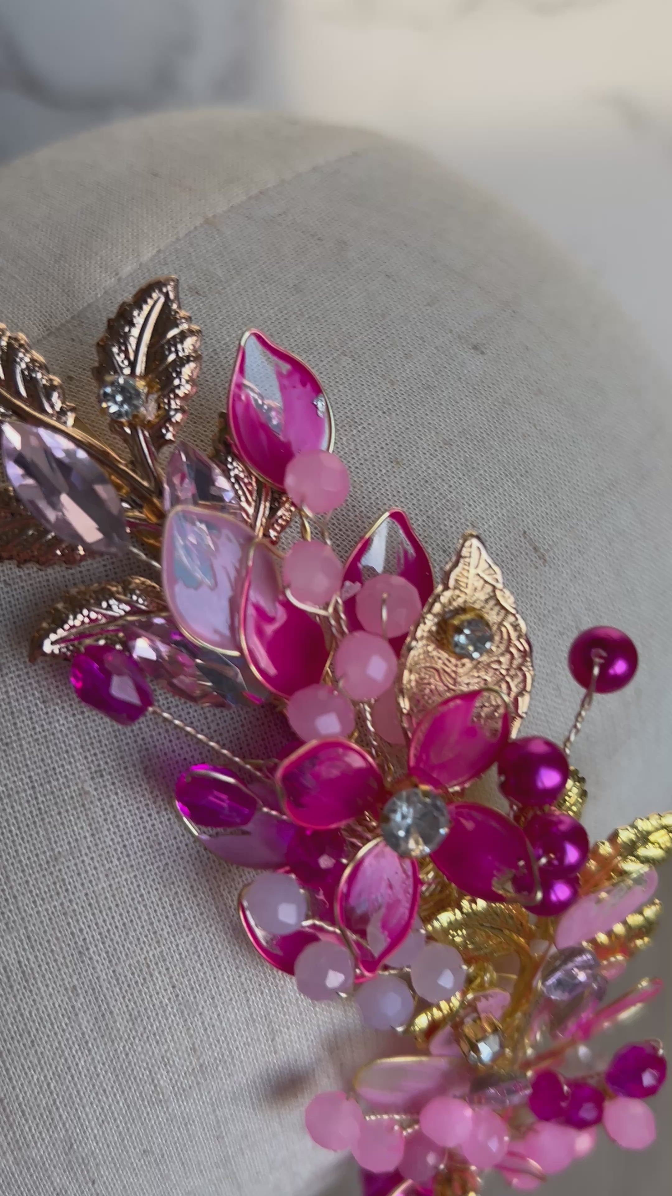 Pastel pink and Gold low side headpiece