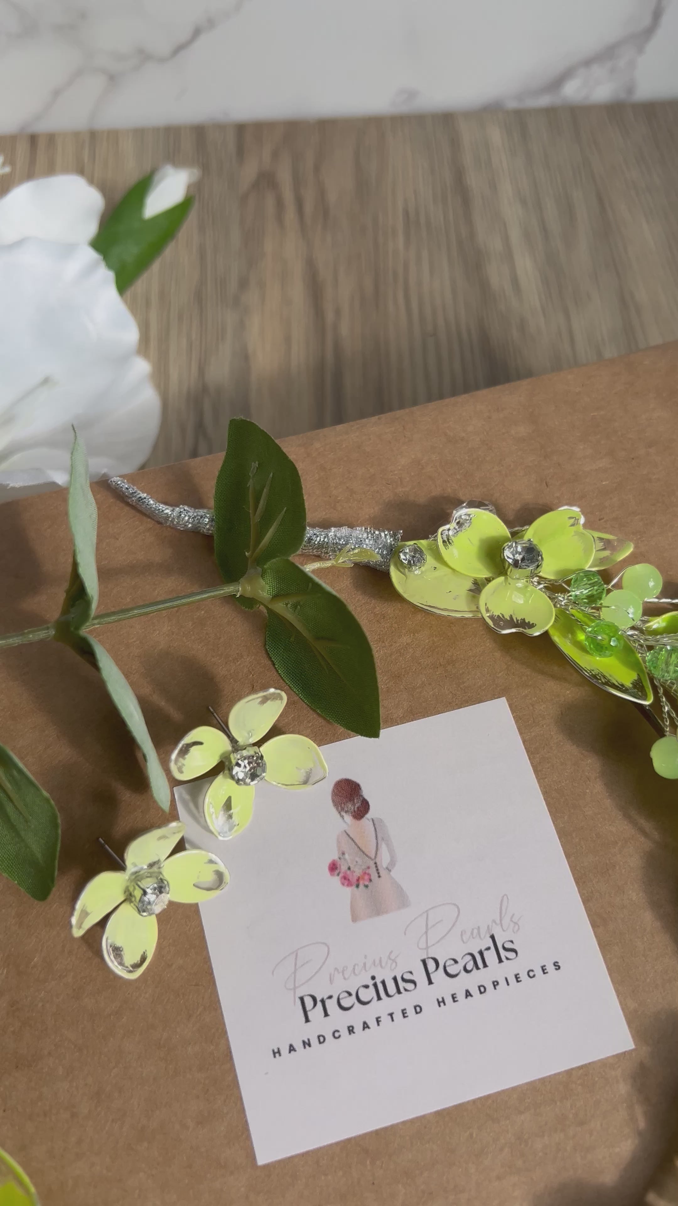 Lime flower and leaf halo crown