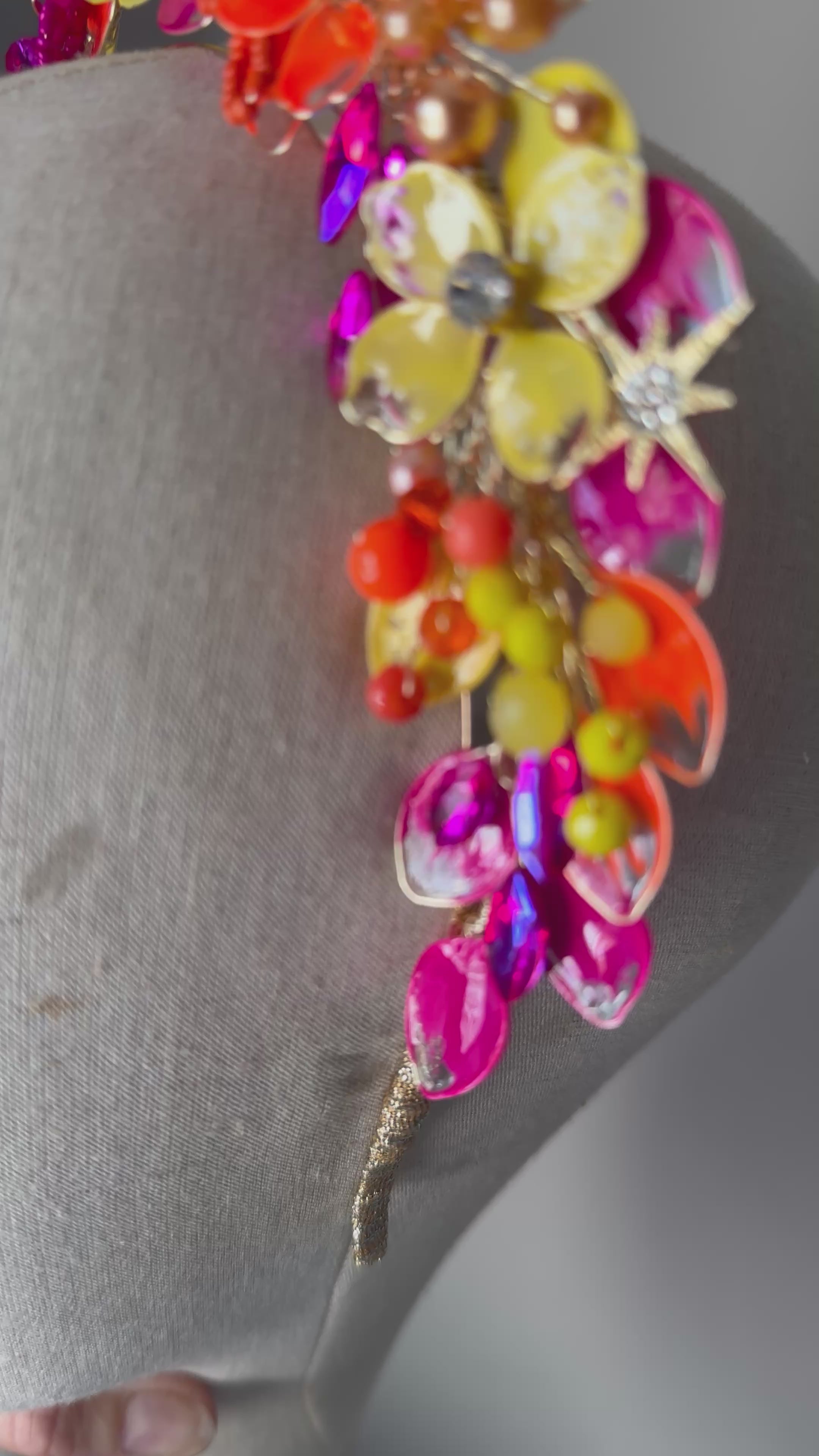 Fucshia, Yellow and Orange wedding guest headpiece